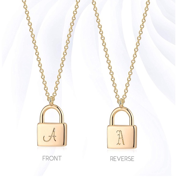 Initial Necklace Lock 18K Gold Plated - Picture 1 of 8